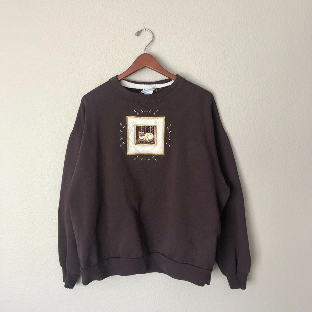 SOLD ~ Vintage Grandma Cat Sweatshirt